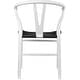 preview thumbnail 48 of 47, Woven Wood Armchair with Arms Open Y Back Mid Century Modern Office Dining Chairs Black Seat Kitchen Bedroom Organic Rattan