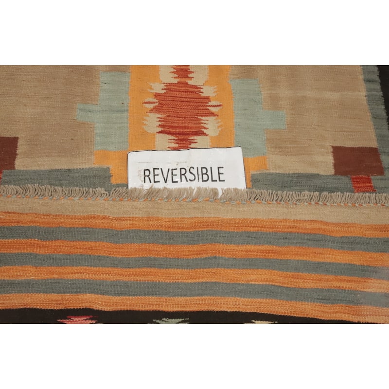 Hand Woven Oriental 100% Wool Carpet Southwestern Tribal Multi-Colored Kilim Area Rug - 7' 9'' X 5' 1''