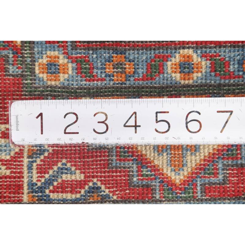 Geometric Kazak Accent Rug Handmade Traditional Wool Carpet - 2'9" x 3'11"