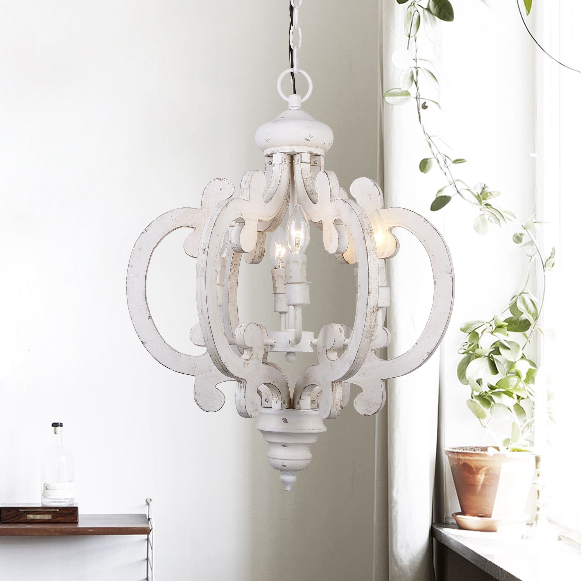 Rustic 6-Light Distressed Wooden Chandelier - Chandeliers For Bedrooms by Overstock.com