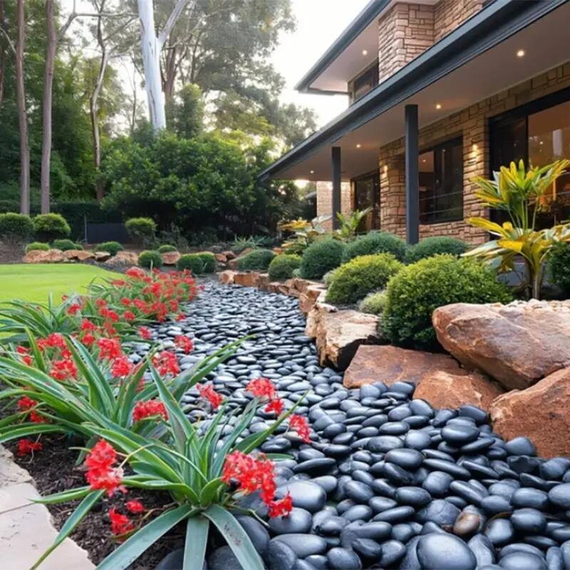 Anmytek Polished Black River Rocks, Smooth Glossy Pebbles for Vases, Candle Holders, Potted Plants, Garden Pathways