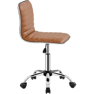 PU Leather Low Back Armless Swivel Task Office Chair with Wheels, Retro ...