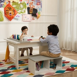 Little Artist Monet Play Art Table Kids Furniture - White/Gray - 47"L x 29"W x 22"H