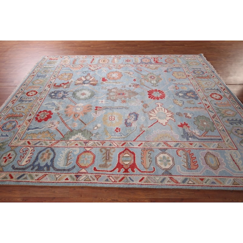 Blue Light Oushak Oriental Area Rug Handmade Wool Carpet - 8'0"x 10'0"