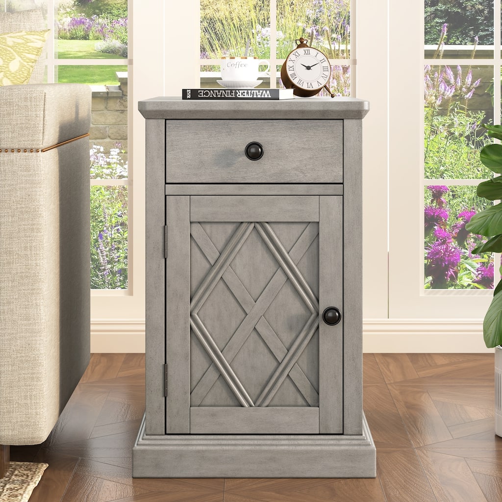 Classic Charging Livingroom End Table with USB Ports and Storage