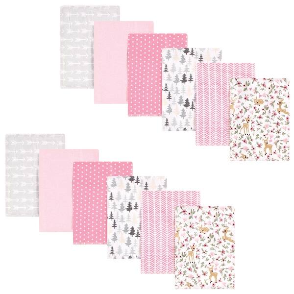 slide 1 of 1, Hudson Baby Infant Girl Cotton Flannel Burp Cloths Bundle, Girl Woodland, One Size - Girl Woodland - One Size One Size - Girl Woodland