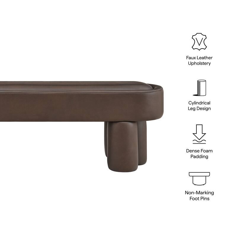 Mossi 52-Inch Oval Vegan Leather Bench