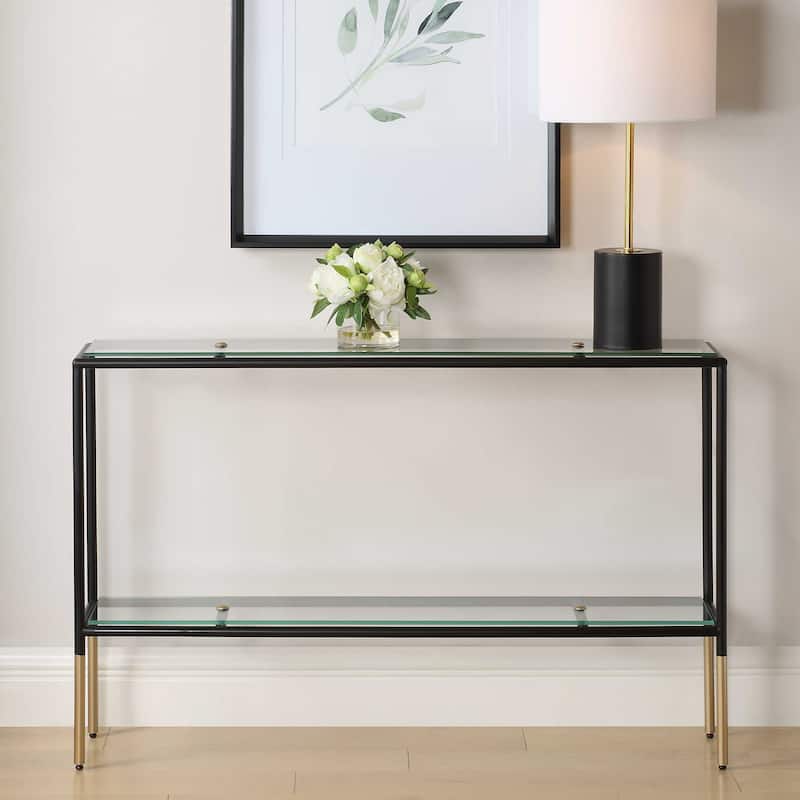 Carson Carrington Glass Gold Black Console Table