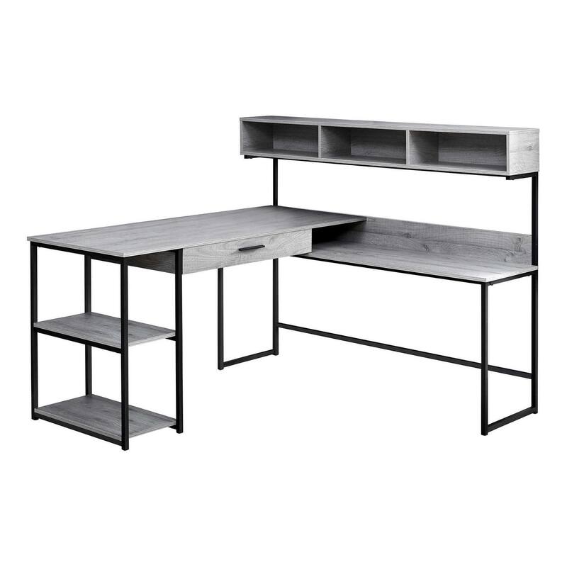 L-Shaped Computer Desk with Storage & Metal Base