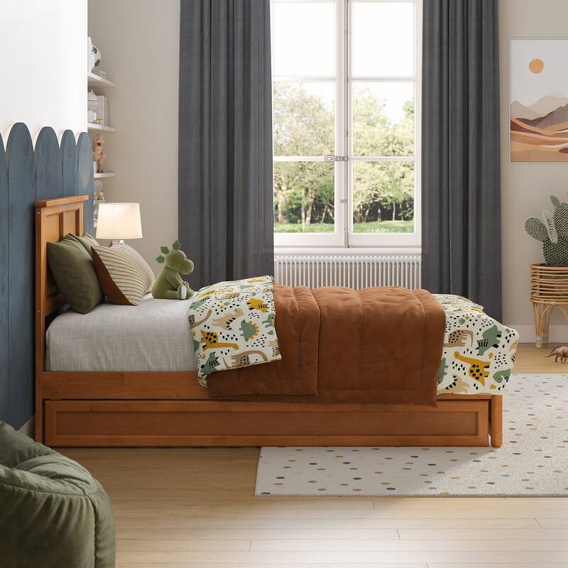 Felicity Platform Bed with Panel Footboard and Twin Trundle