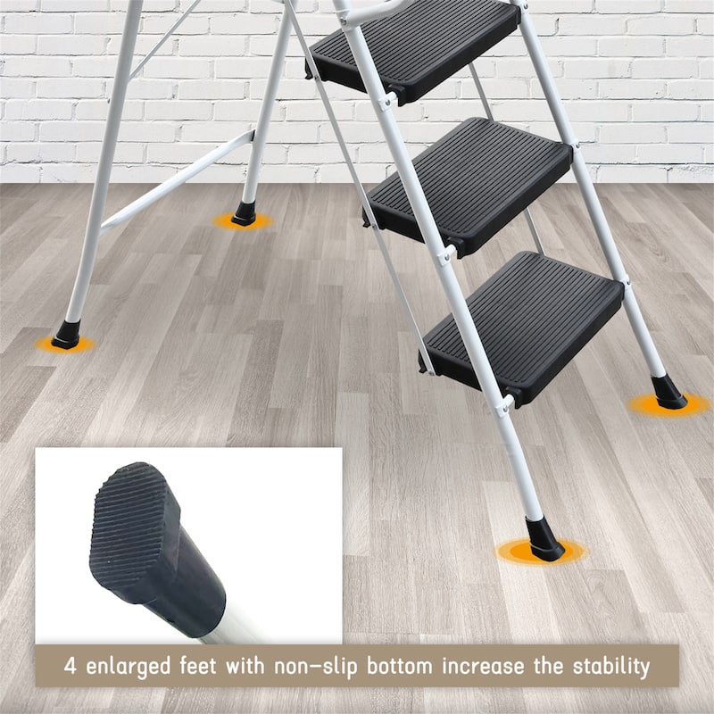 5-Step Folding Ladder with Handrails & Tool Platform