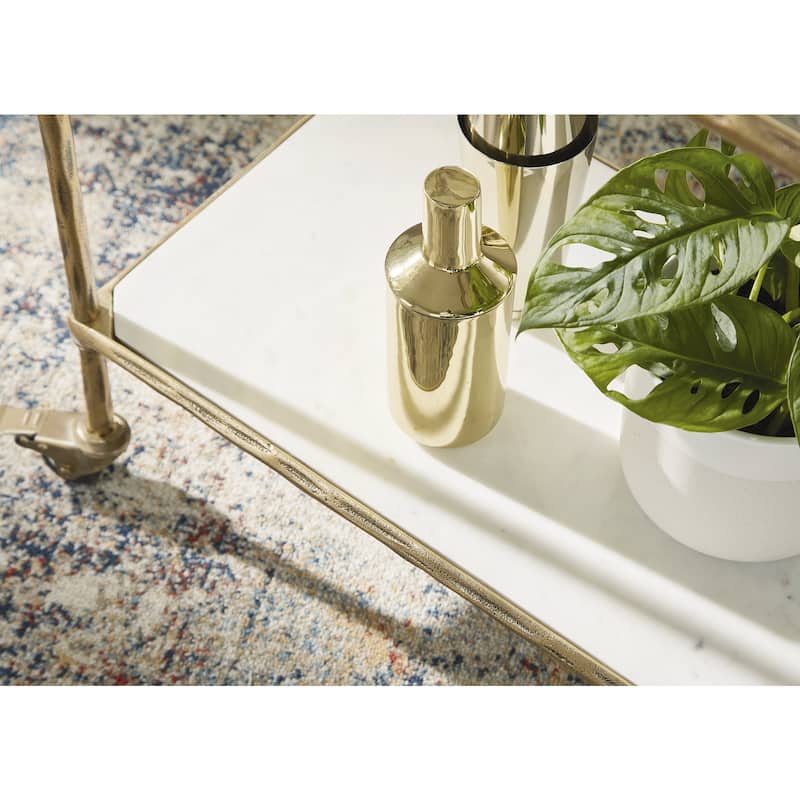 Signature Design by Ashley Plattfield Gold/Clear Bar Cart - 28" W x 14.5" D x 31.63" H
