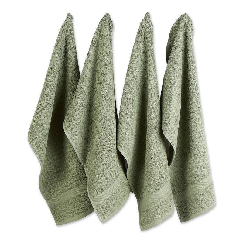 Waffle Terry Kitchen Dishtowels - 26" - Artichoke Green - Set of 4