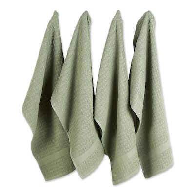 Waffle Terry Kitchen Dishtowels - 26" - Artichoke Green - Set of 4