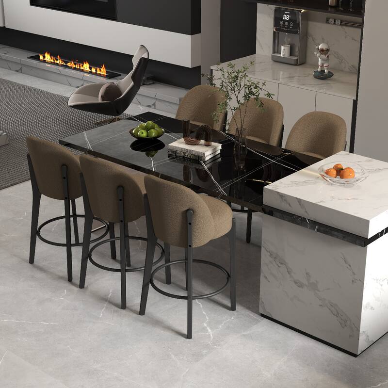 set of 4 Upholstered Counter Height Bar Stools - Set of 6 - Brown
