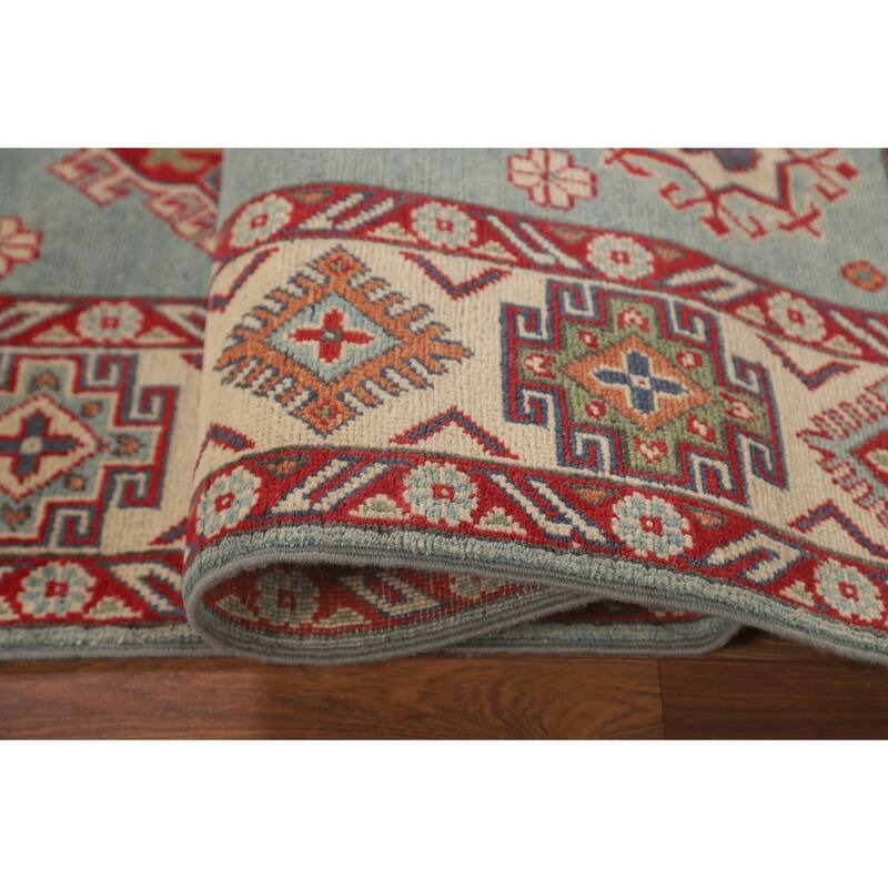 Blue Kazak Oriental Area Rug Handmade Wool Carpet - 4'10" x 6'6"