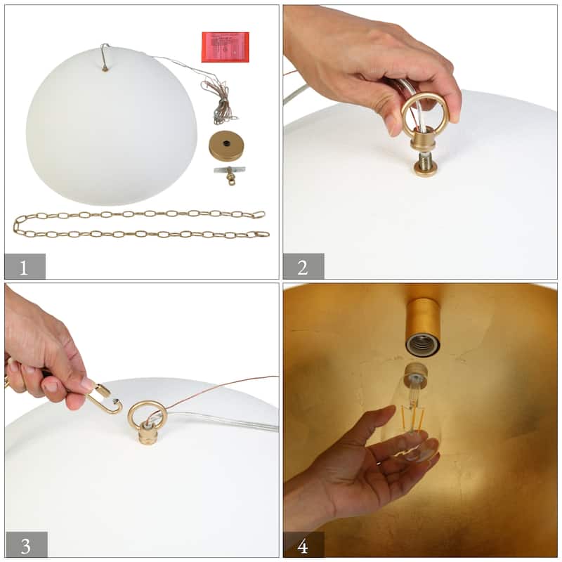 Modern Classic 1-Light Large Pendant White Gold Fixture for Kitchen Dining Room - 23.6 " × 11.8 "