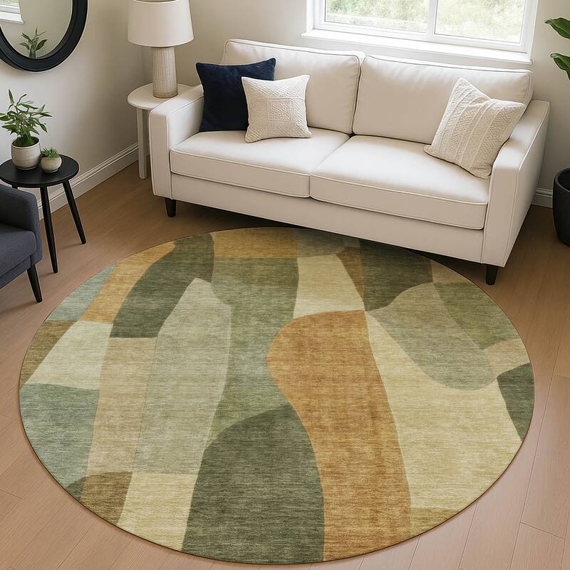 Machine Washable Indoor/ Outdoor Contemporary Layers Chantille Rug