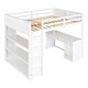 preview thumbnail 3 of 9, Full Size Wood Loft Bed with Ladder, Shelves, and Desk, White