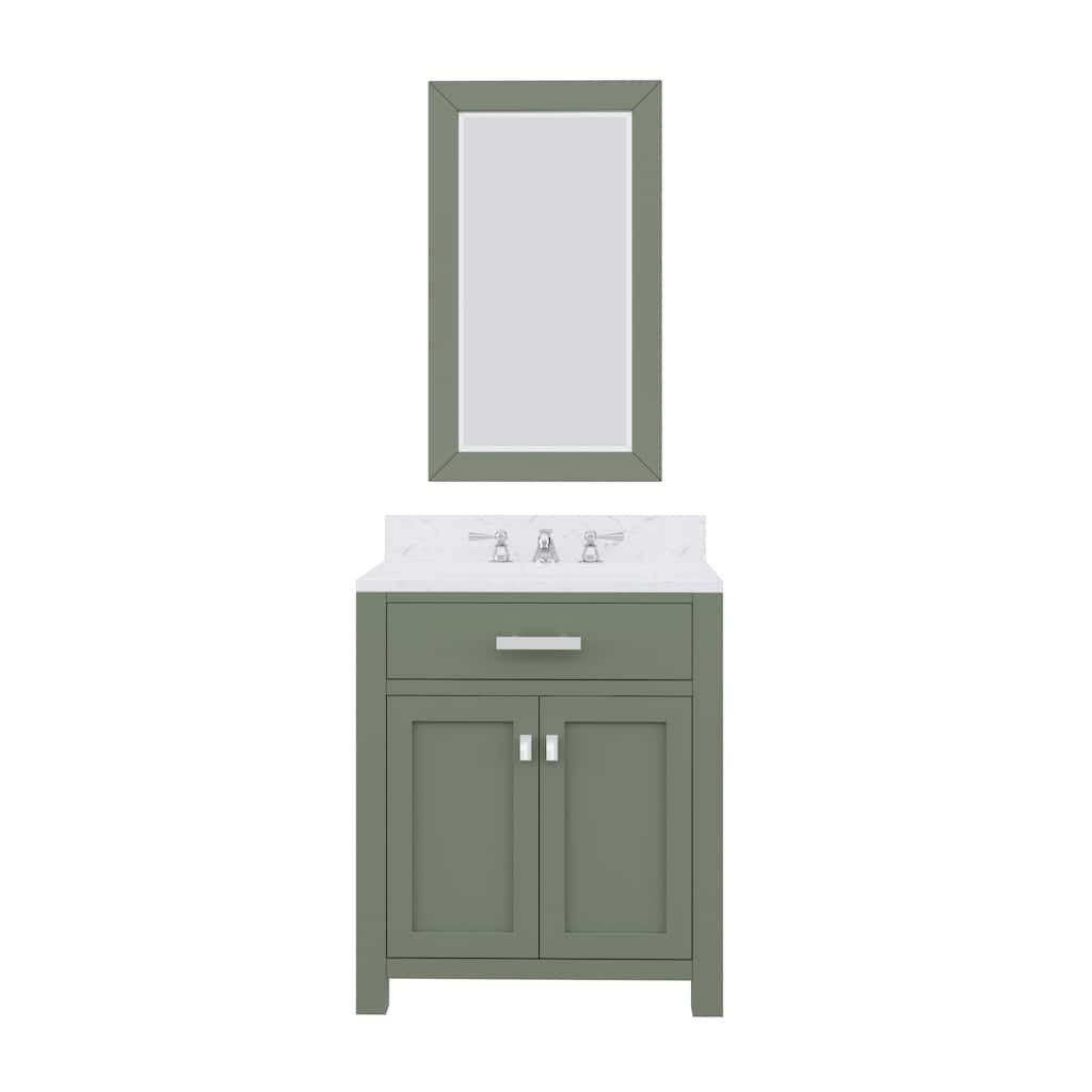 Madison Carrara White Marble Countertop Vanity with Mirror and Faucet