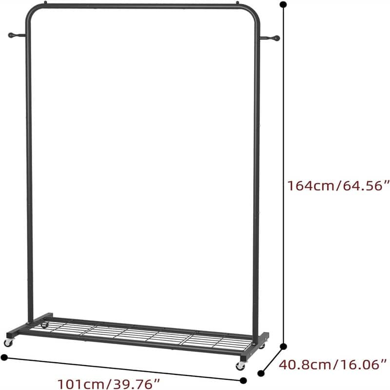 Clothing Rack with Bottom Mesh Storage Shelf - 39.76"D x 16"W x 64.56"H