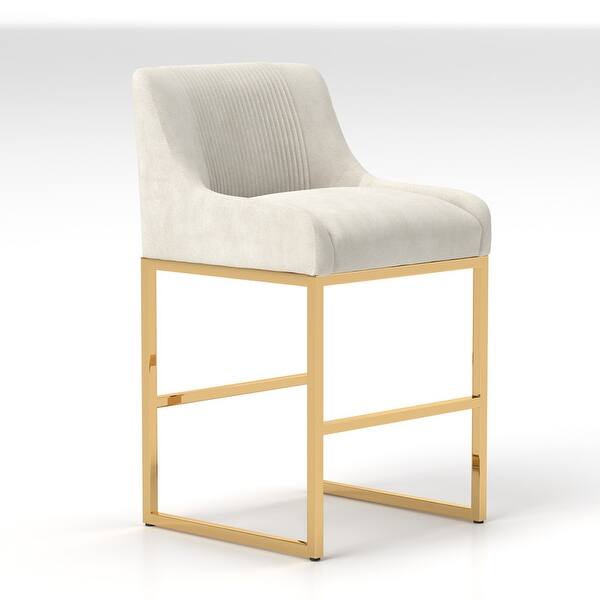 SEYNAR Modern Glam Velvet Golden Matel Frame Counter or High Bar Stools Set of 4