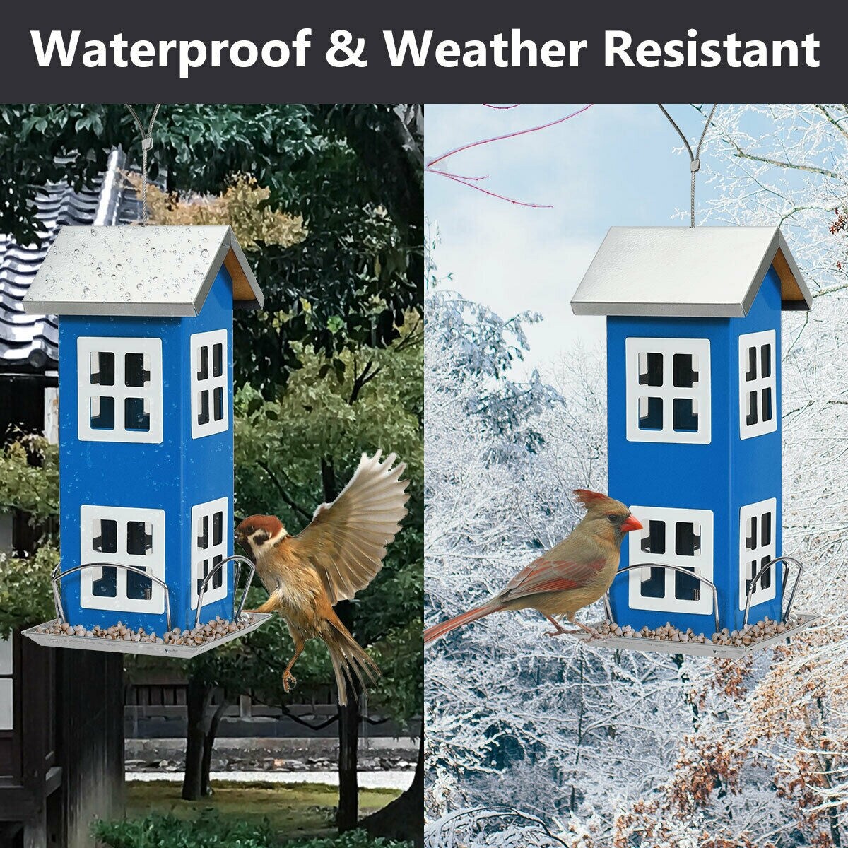 Shop Gymax Outdoor Wild Bird Feeder Weatherproof House Design