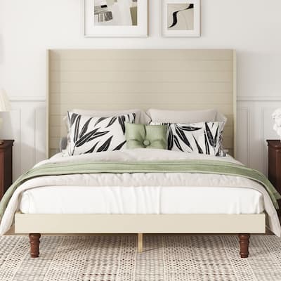 Stylish 54 "High Headboard Queen Size Platform Bed