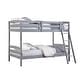 preview thumbnail 1 of 3, Wooden Twin Over Twin Bunk Bed with Ladder in Grey Grey - Twin