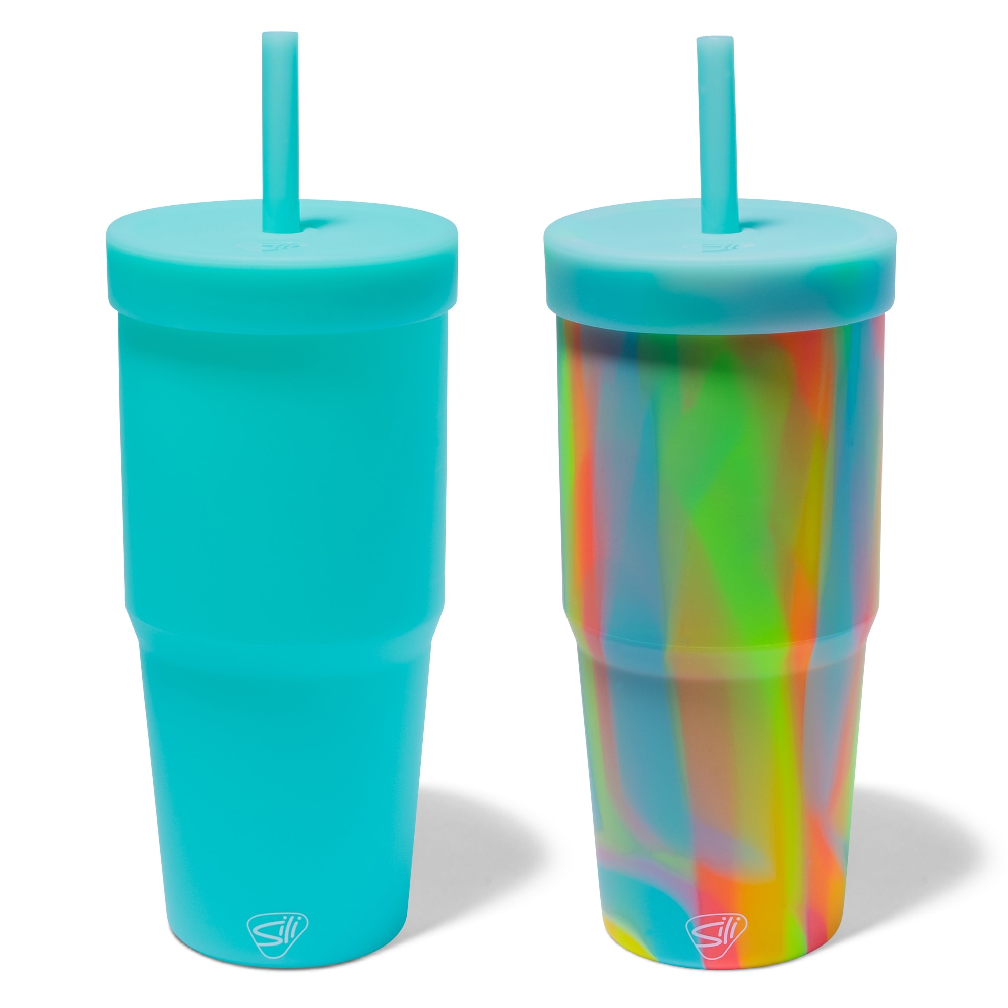 Silipint: Silicone 32oz Straw Tumblers: 2 Pack -Aqua & Sugar Rush -  Unbreakable Cup, Flexible, Hot/Cold, Airtight Lid - On Sale - Bed Bath &  Beyond - 37365582