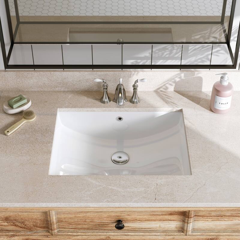 ClarityPure 21.62 in. x 15.75 in. Undermount Bathroom Sink in White Ceramic with Overflow Drain