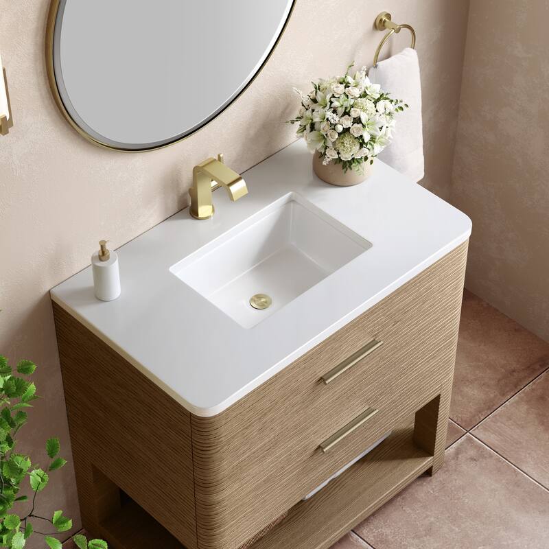 James Martin Vanities Lucian 36" Single Vanity, Pebble Oak