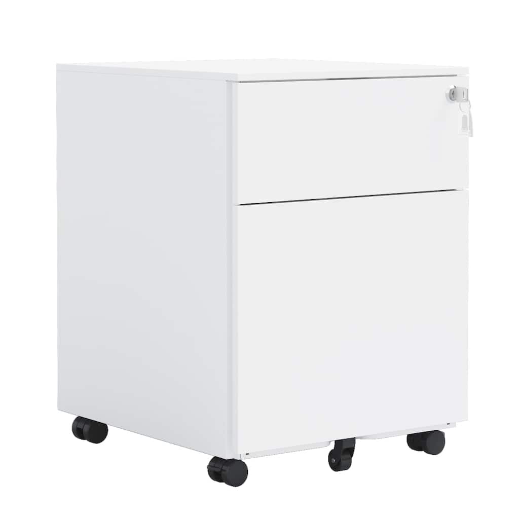 Modern File Cabinet Mobile File Cabinet with 2 Drawers, 5 Casters, Removable Dividers and locks, for Home Office