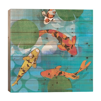 Lucky Koi II Print On Wood by Tandi Venter - Multi-Color
