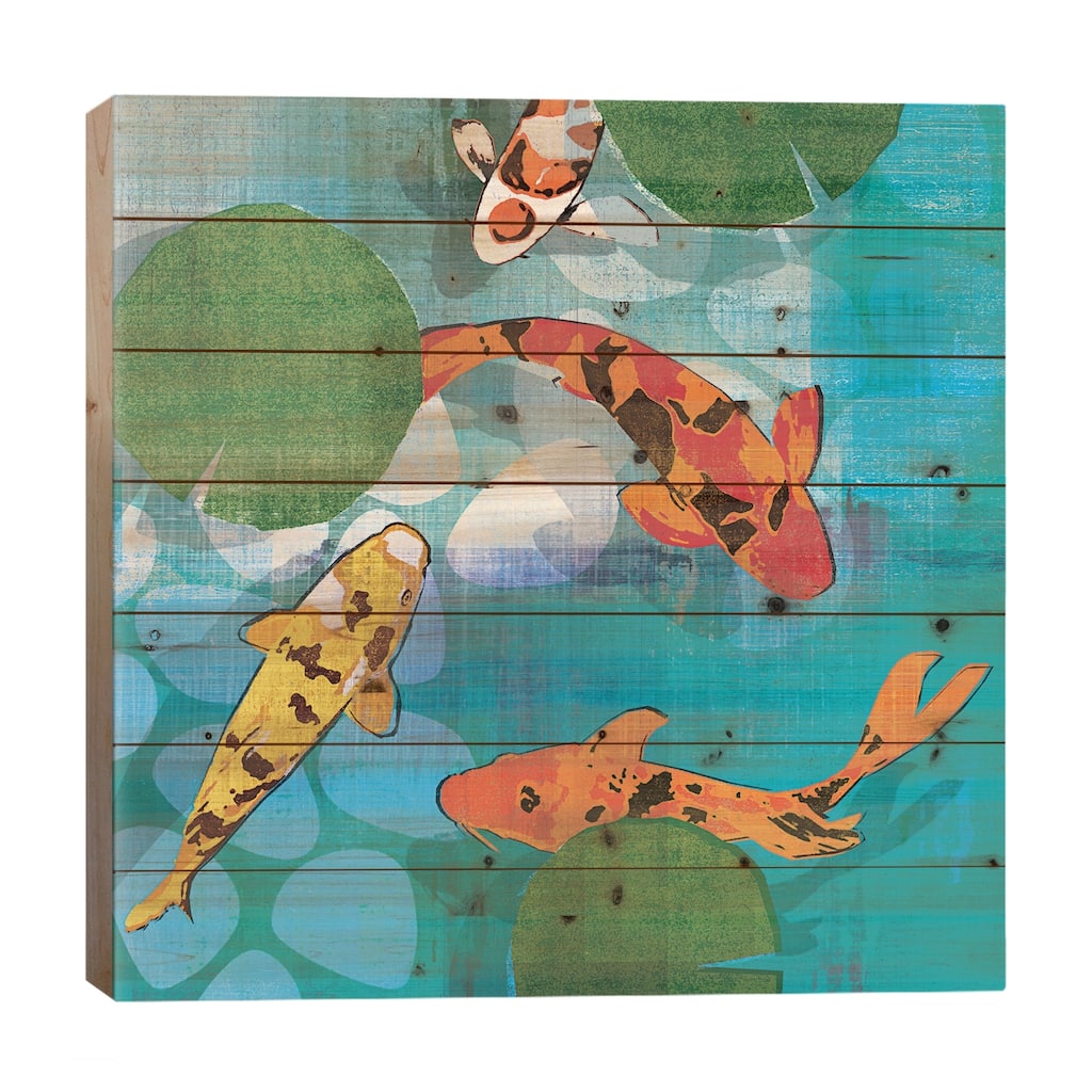 Lucky Koi II Print On Wood by Tandi Venter - Multi-Color