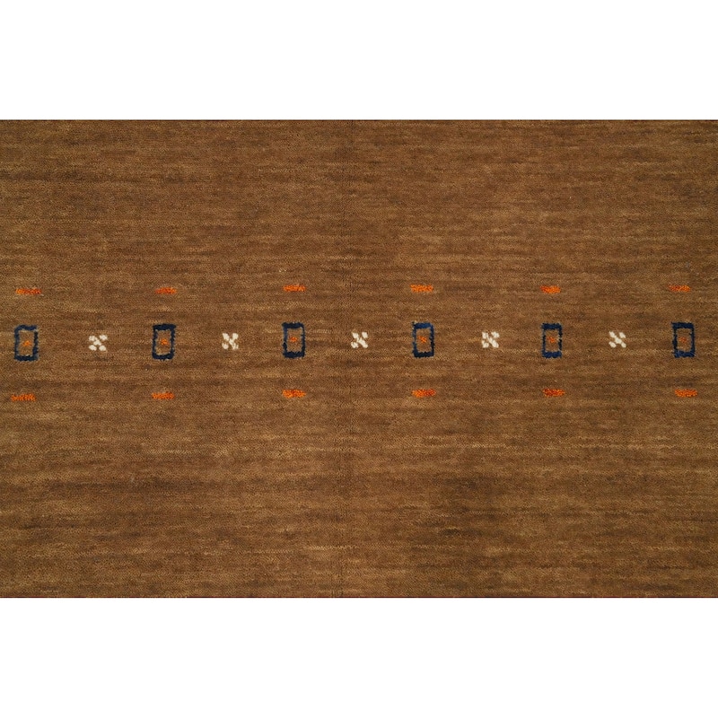 Hand Knotted Oriental 100% Wool Carpet Tribal Animal Pictorial Brown Gabbeh Area Rug - 8' 1'' X 4' 1''