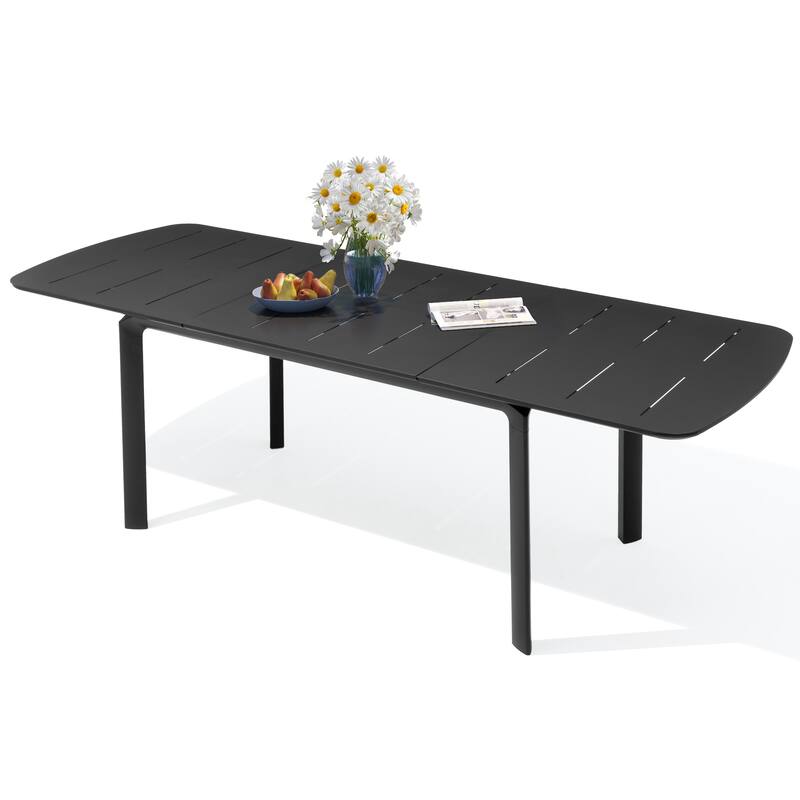 Pellebant Outdoor Aluminum Expandable Patio Dining Table Extension Table - BLACK