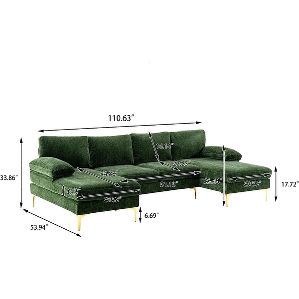 Chenille L-shape Sectional Sofa Set DIY Combination Couch Set For ...