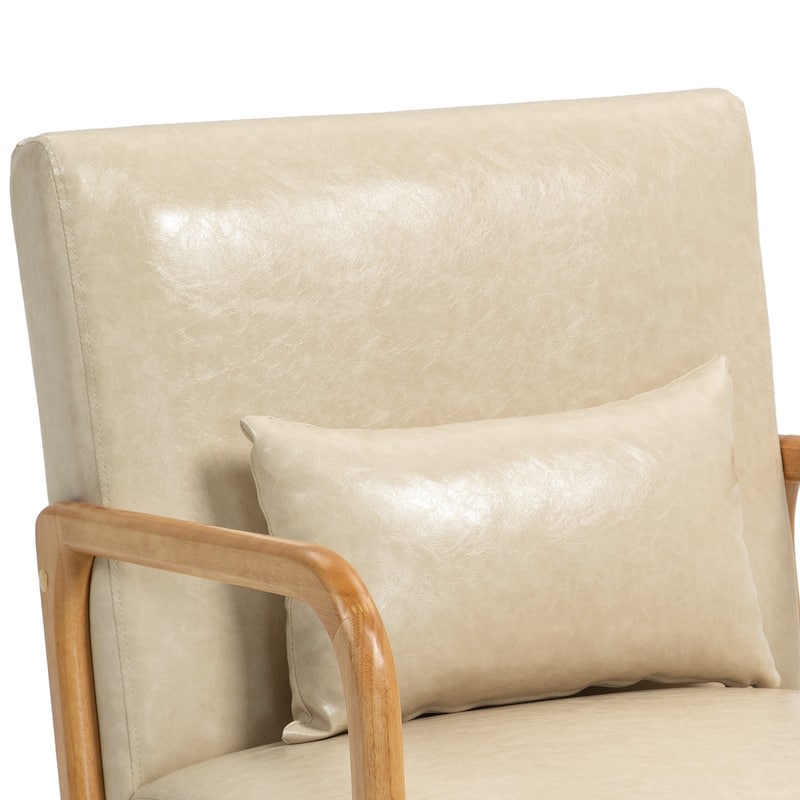 Mid Century Modern Upholstered Wood Frame Accent Chair