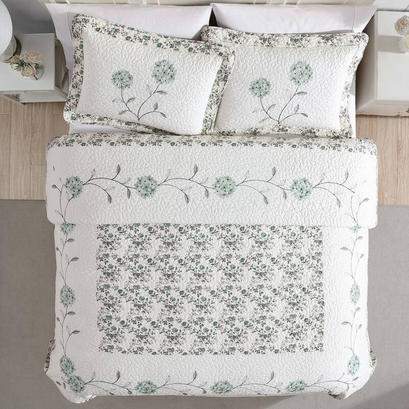 Carnation Embroidered Bedspread