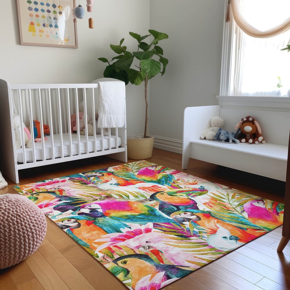 Premium Washable Super Soft Tropical Birds Mayfield Rug