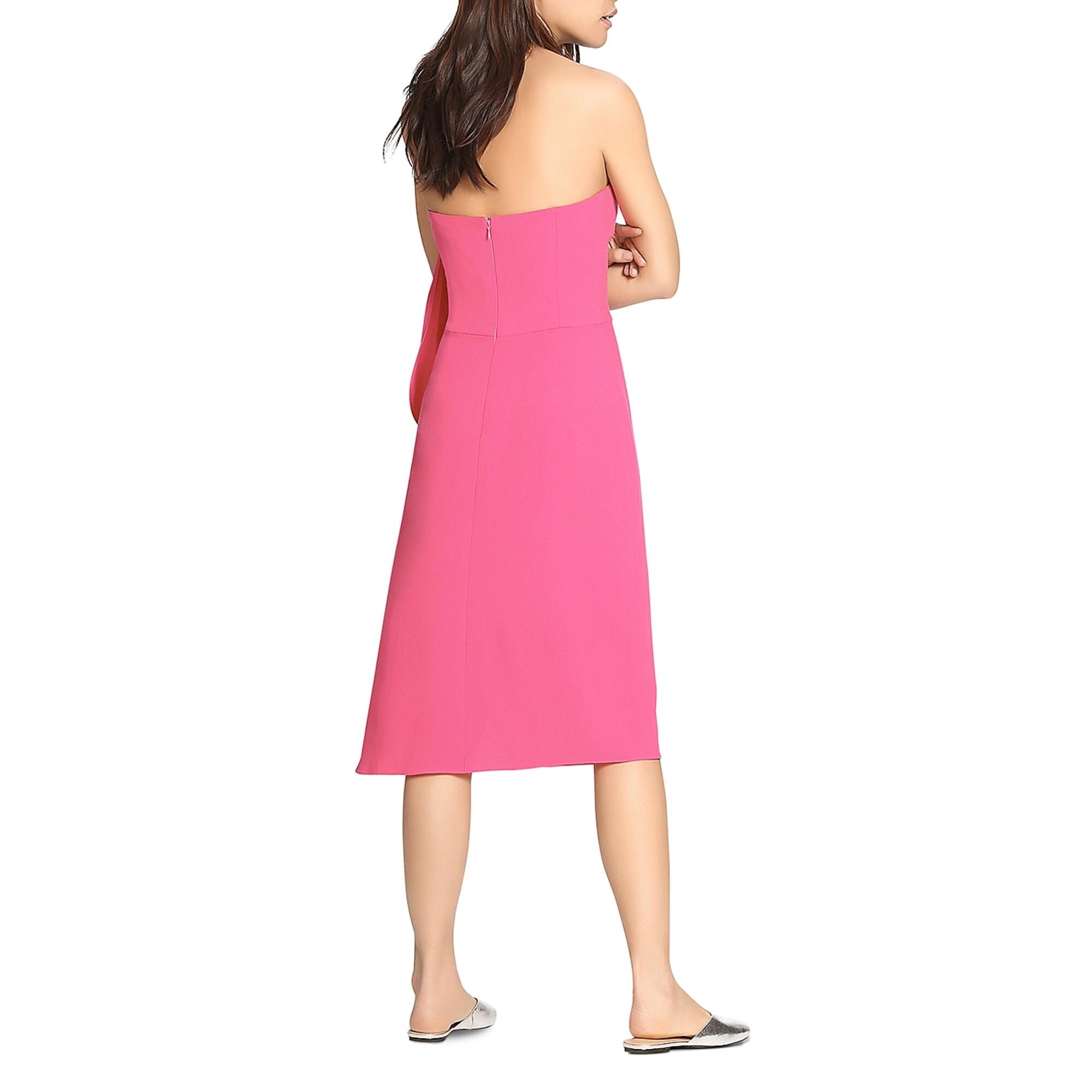 halston heritage strapless draped crepe gown