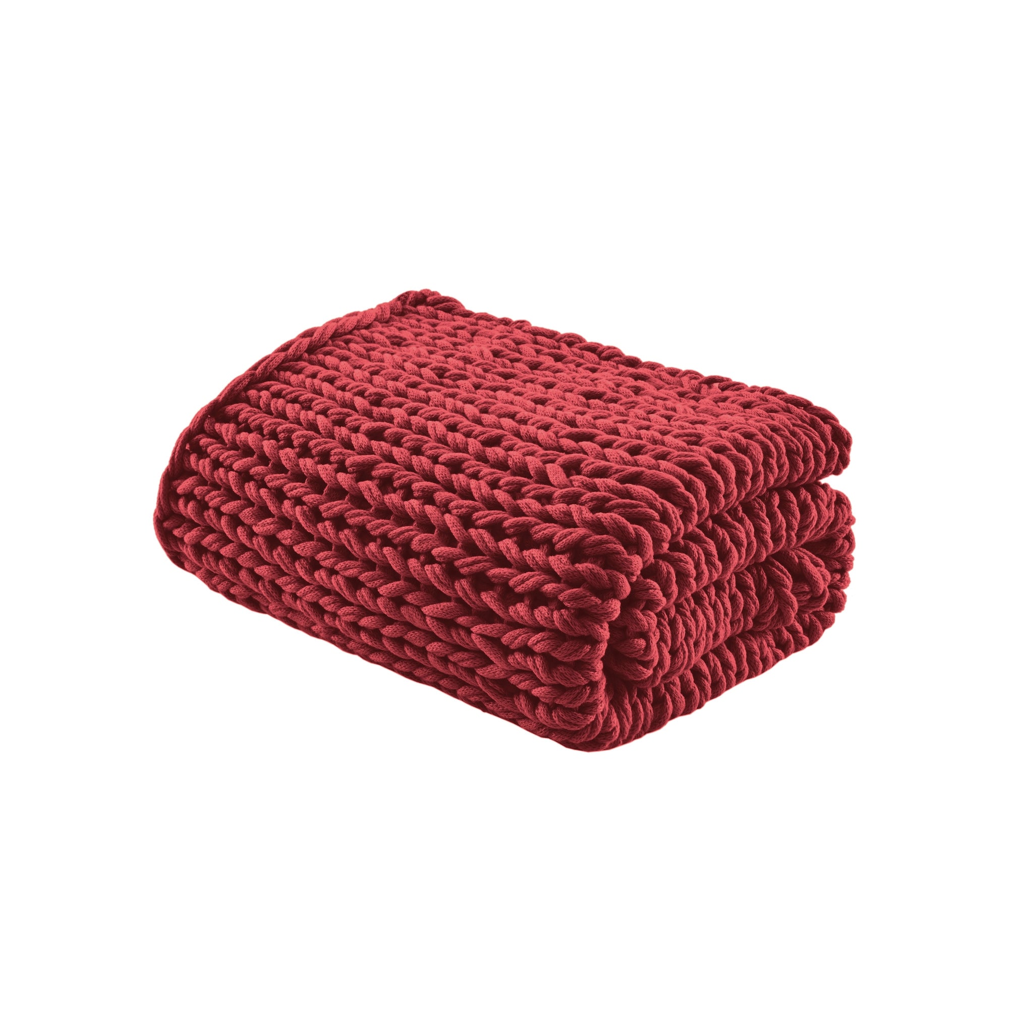 Madison Park Hand Made Chunky Double Knit Throw Blanket Red