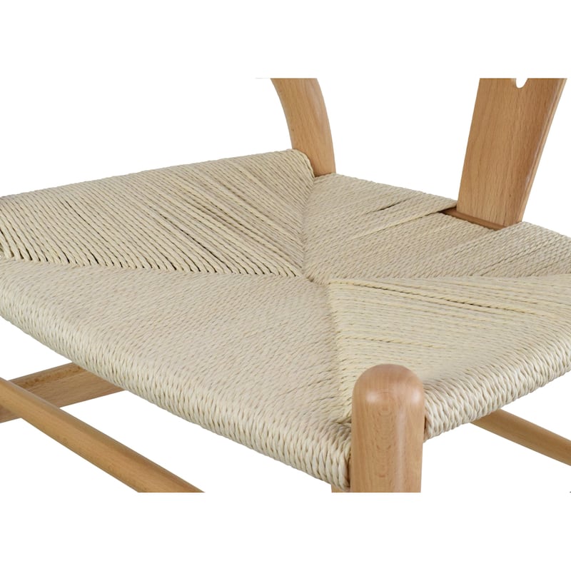 Modern Dining Chair with Woven Paper cord Seat, Solid Wooden Farmhouse Y Back Elbow Side Chair