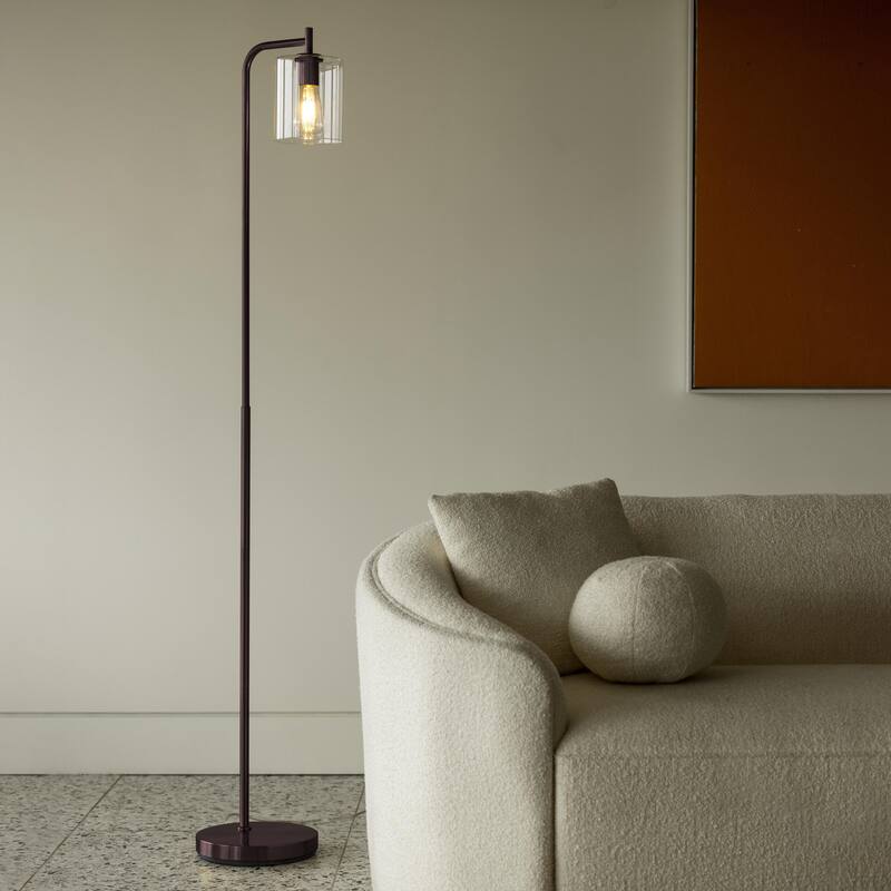 Brightech Elizabeth 66 in. Oil Brushed Bronze Industrial LED Super Bright Floor Lamp with Glass Cylinder Shade