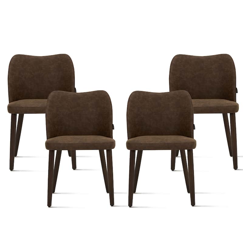 Set of 2 Wooden Dining Chairs, Beige Upholstered Fabric for Kitchen & Dining Room