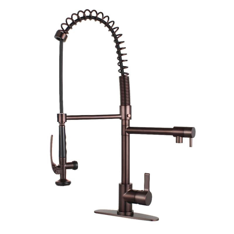 Continental Single-Handle Pre-Rinse Kitchen Faucet in Brushed Nickel - Oil Rubbed Bronze