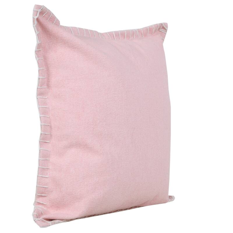 Handwoven Embroidered Edge Square Throw Pillow - 18" - Pink