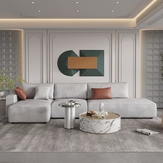 145'' Leath-Aire Sofa Modern Sectional Sofa for Living Room