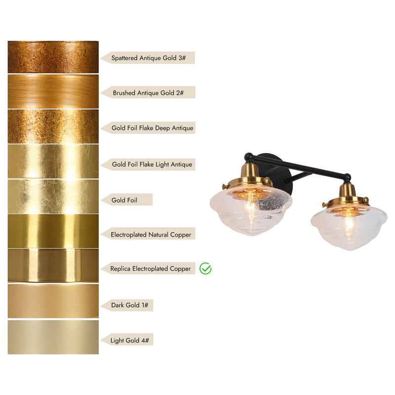 1/2/4-Light Modern Black Gold Bathroom Vanity Light Schoolhouse Glass Wall Sconce